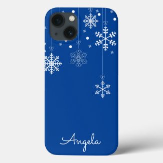 Hanging Snowflakes Blue Unique Name iPhone 13 Case