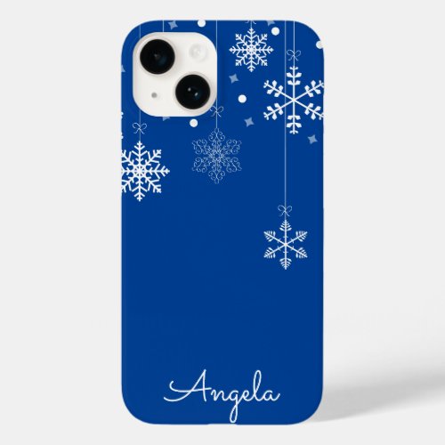 Hanging Snowflakes Blue Unique Name iPhone 14 Case