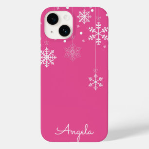 Hanging Snowflakes Pink Unique Name iPhone 14 Case