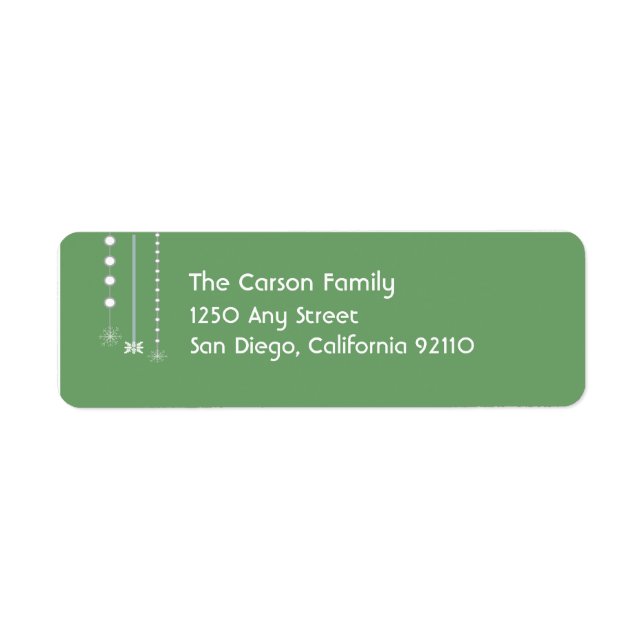 Hanging Snowflakes Return Address Label (green) (Front)
