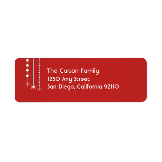 Hanging Snowflakes Return Address Label (red)