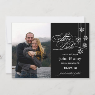 Hanging Snowflakes Save The Date Announcement