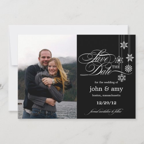 Hanging Snowflakes Save The Date Announcement