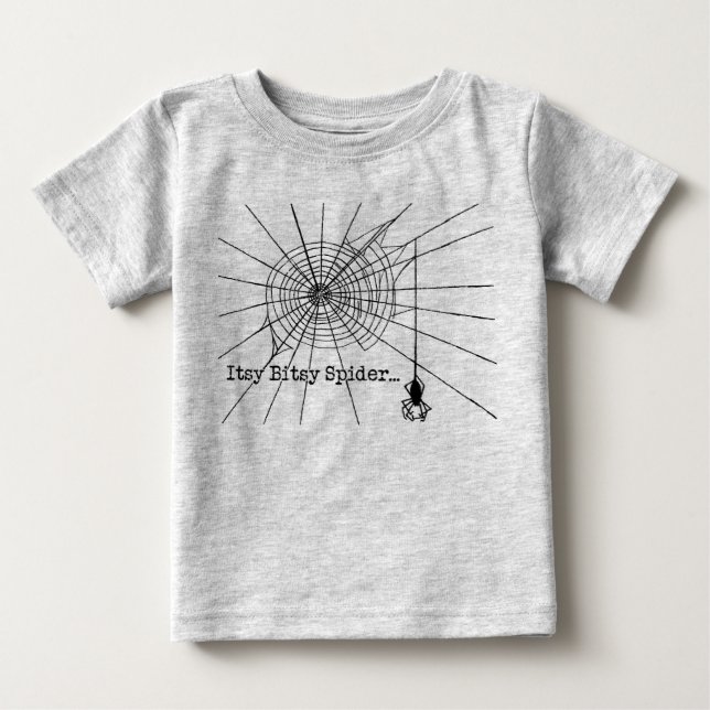 Hanging Spider in a web Gothic Halloween Baby T-Shirt (Front)