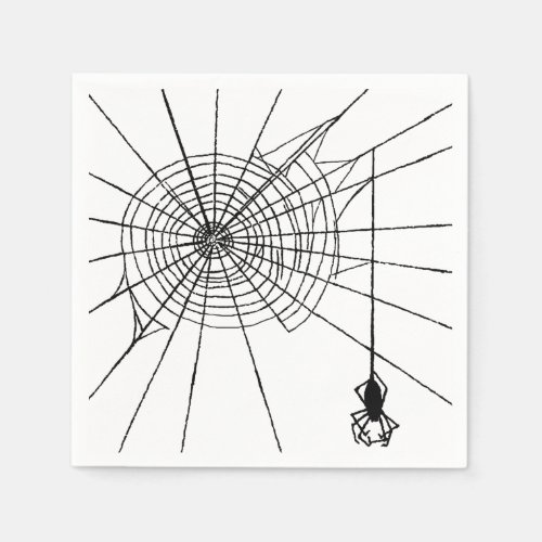 Hanging Spider in a web Gothic Halloween Paper Napkins