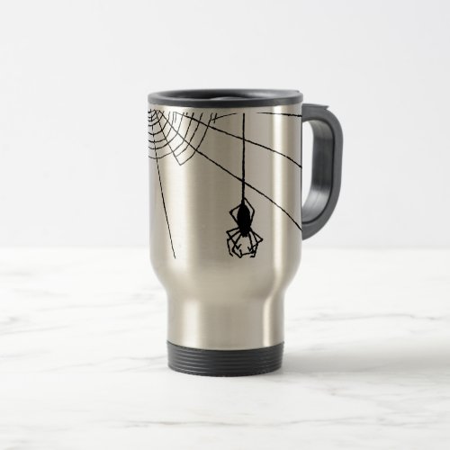Hanging Spider in a web Gothic Halloween Travel Mug