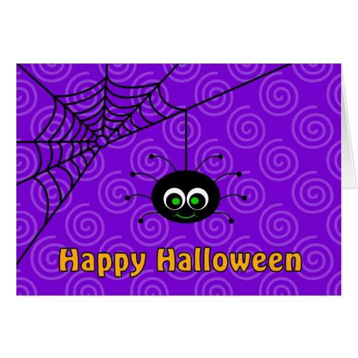 Hanging Spider Web Happy Halloween Card