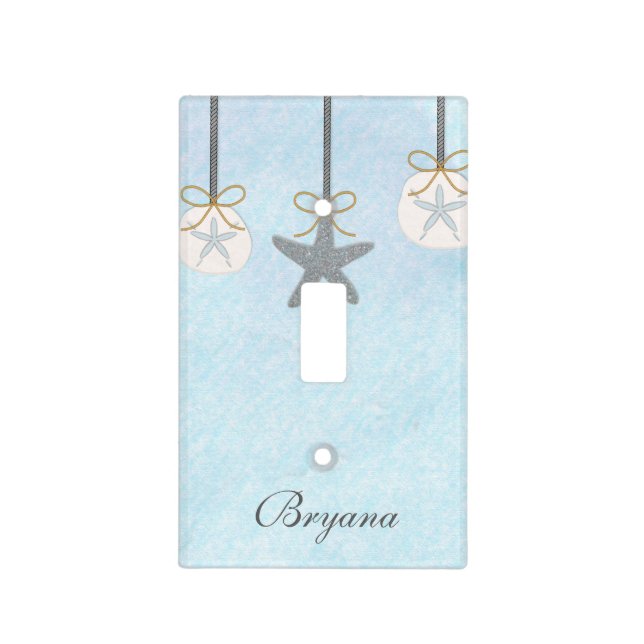 Hanging Starfish & Sand Dollar Beach Light Switch Cover (Front)