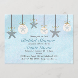 Hanging Starfish & Sand Dollars Beach Invitations