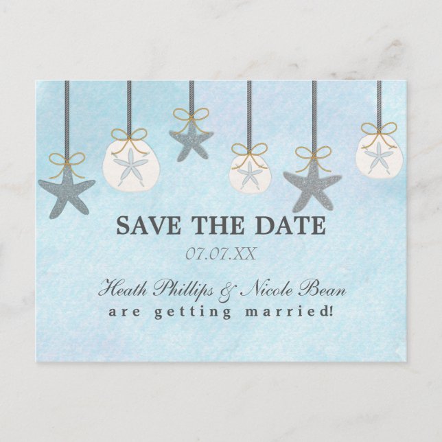 Hanging Starfish & Sand Dollars Beach Postcards (Front)