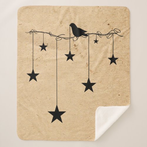 Hanging Stars And Crow  Sherpa Blanket