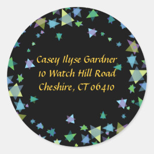 Hanging Stars Jewish REPLY RETURN stickers lables