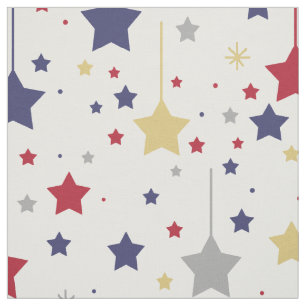 Hanging Stars Red Blue Silver Gold Fabric
