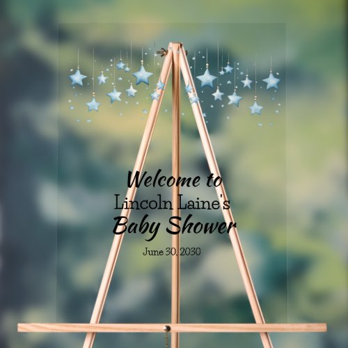 Hanging Starts Baby Boy Blue Baby Shower Acrylic Sign