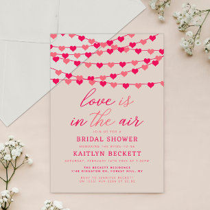 Hanging String Love Hearts Bridal Shower Acrylic Invitations