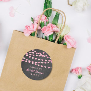 Hanging String Love Hearts Bridal Shower Classic Round Sticker