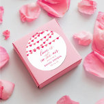 Hanging String Love Hearts Bridal Shower Classic Round Sticker<br><div class="desc">Celebrate in style with these sweet and very trendy bridal shower stickers. The design is easy to personalize with your special event wording and your guests will be thrilled when they receive these fabulous stickers. Matching items can be found in the collection.</div>