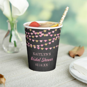 Hanging String Love Hearts Bridal Shower Paper Cups