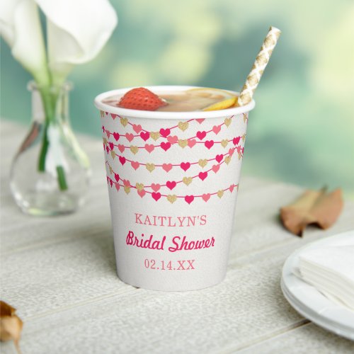 Hanging String Love Hearts Bridal Shower Paper Cups
