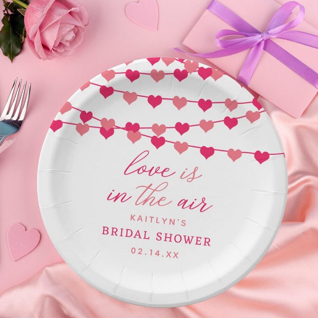 Hanging String Love Hearts Bridal Shower Paper Plates (Creator Uploaded)