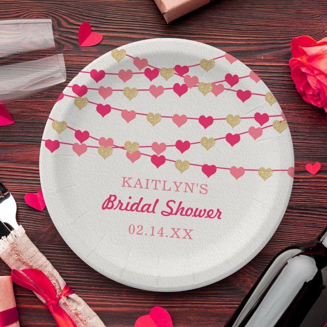 Hanging String Love Hearts Bridal Shower Paper Plates (Creator Uploaded)
