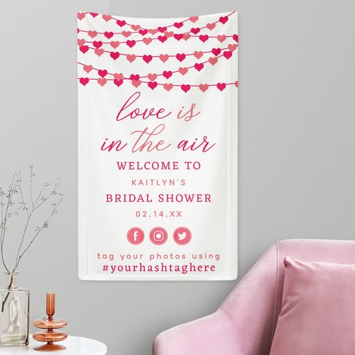 Hanging String Love Hearts Bridal Shower Welcome Banner