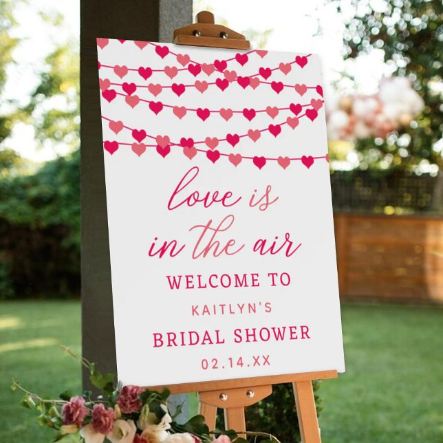 Hanging String Love Hearts Bridal Shower Welcome Foam Board (Creator Uploaded)
