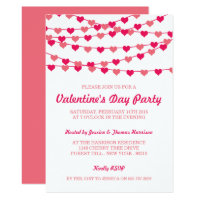 Hanging String Love Hearts Valentine's Day Party Invitation