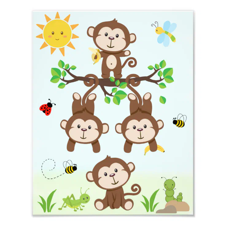 Safari Animals Nursery/Baby/Kids Wall Art/Decor Treetop Jungle Animal Buddies 