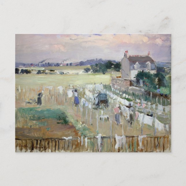 Hanging the Laundry Out to Dry by Berthe Morisot  Postcard (Front)
