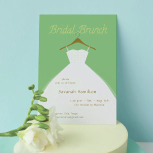 Hanging Wedding Dress Pistachio Bridal Brunch Invitation