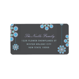 Hanging Winter Snowflakes Flower Holiday Address Label