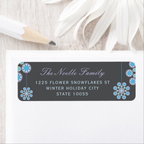 Hanging Winter Snowflakes Flower Holiday Address Label