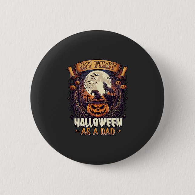 Hanging Witches Halloween Flying Witch Haunted Hou Button (Front)