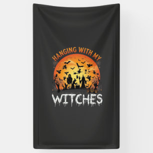 Hanging Witches Halloween Moon Bats Pumpkins_1 Banner