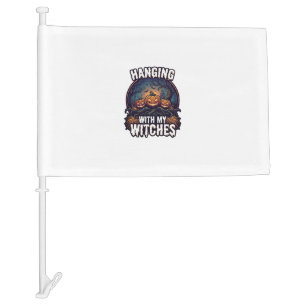 Hanging Witches Halloween Pumpkins Haunted Forest Car Flag