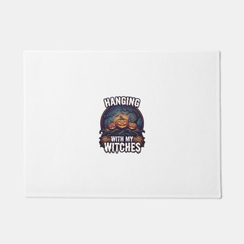 Hanging Witches Halloween Pumpkins Haunted Forest Doormat