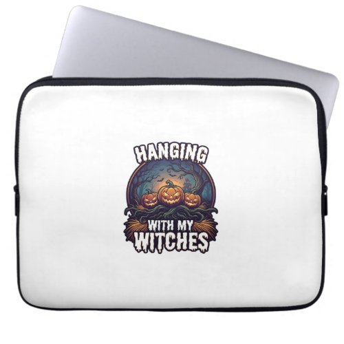 Hanging Witches Halloween Pumpkins Haunted Forest  Laptop Sleeve