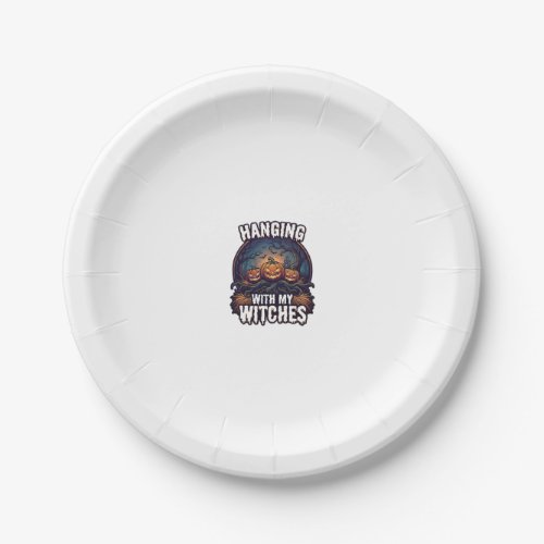 Hanging Witches Halloween Pumpkins Haunted Forest  Paper Plates