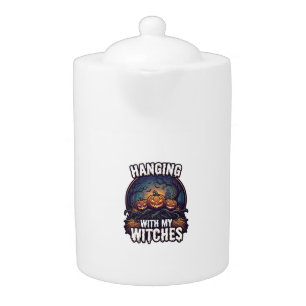 Hanging Witches Halloween Pumpkins Haunted Forest Teapot