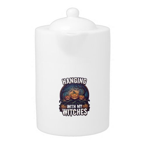 Hanging Witches Halloween Pumpkins Haunted Forest  Teapot
