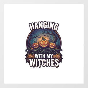 Hanging Witches Halloween Pumpkins Haunted Forest Window Cling
