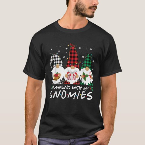 Hanging With Gnomies Red Plaid Buffalo Gnome Xmas T_Shirt