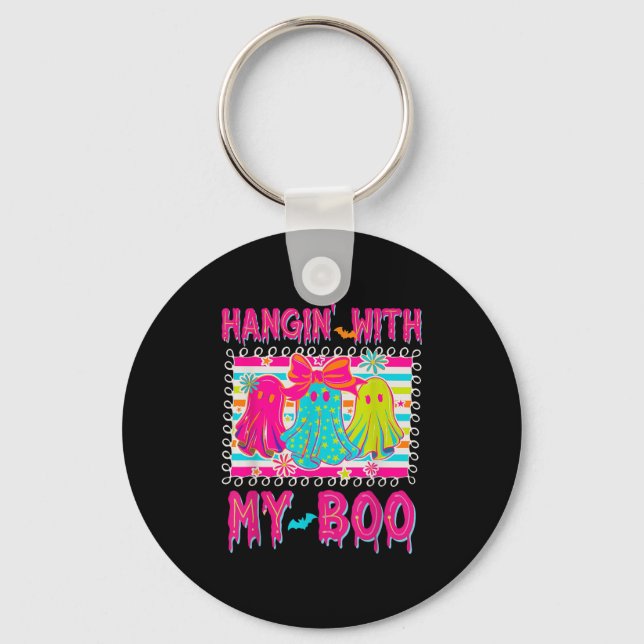 Hanging With My Boos Soky Halloween Disco Ghost Wo Keychain (Front)