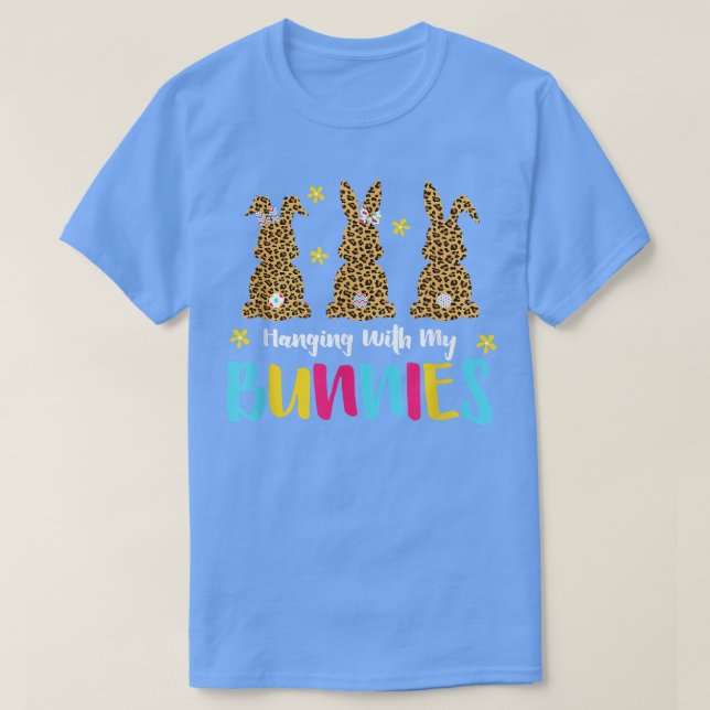 Hanging With My Bunnies Cute Plaid Bunny Happy Eas T-Shirt (Design Front)