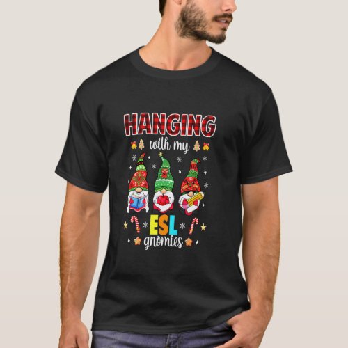 Hanging With My Esl Gnomies Buffalo Plaid Christma T-Shirt