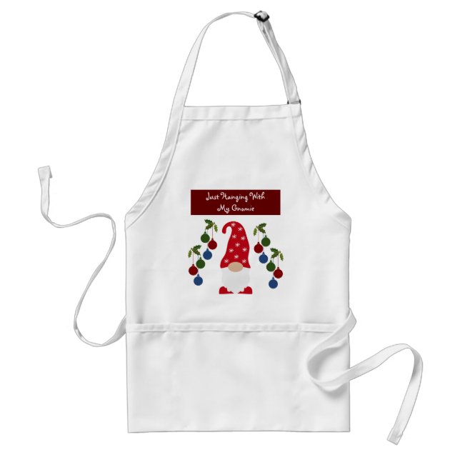 Hanging With My Gnomie Cute Gnome Christmas Adult Apron (Front)