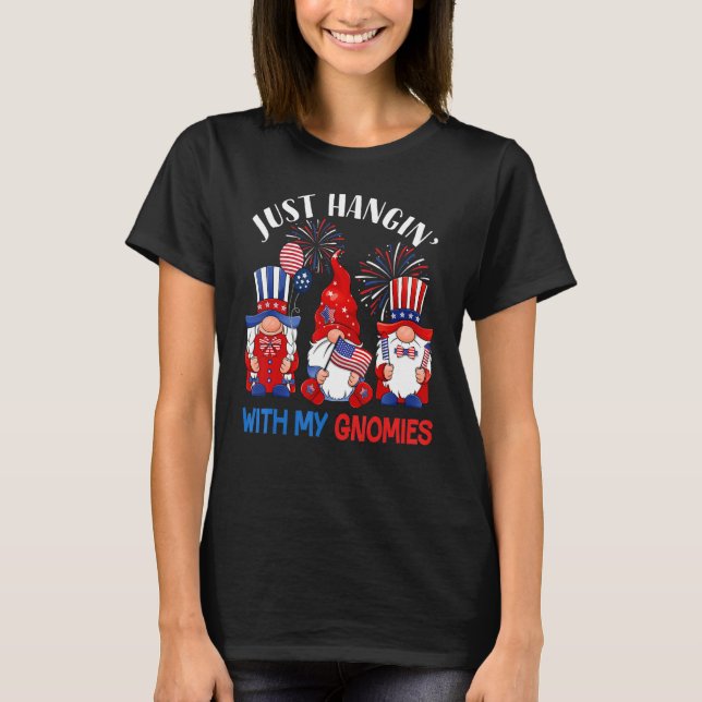 Hanging With My Gnomies 4th Of July Ice Cream Flag T-Shirt (Front)