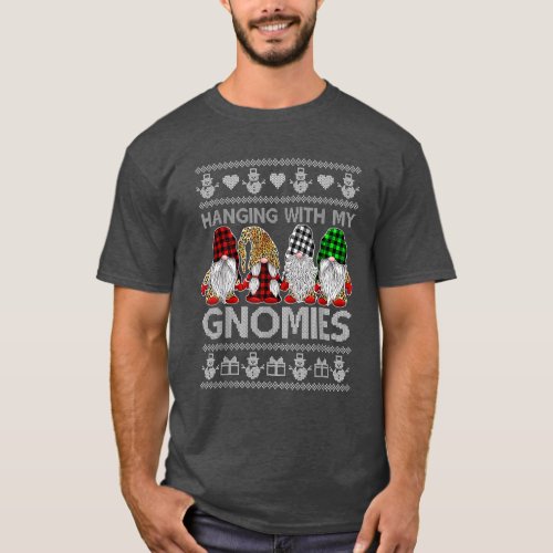 Hanging With My Gnomies Christmas Cute Gnomes T_Shirt