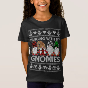 Hanging With My Gnomies Christmas Cute Gnomes Ugly T-Shirt
